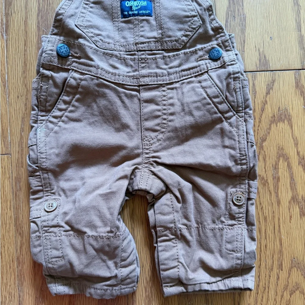 OshKosh B'gosh Tan Cargo Overalls for Kids baby boy 3 months m